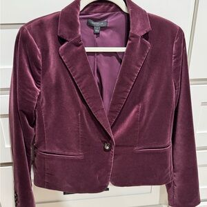 Ann Taylor Velvet Newbury Blazer in Rich Burgundy